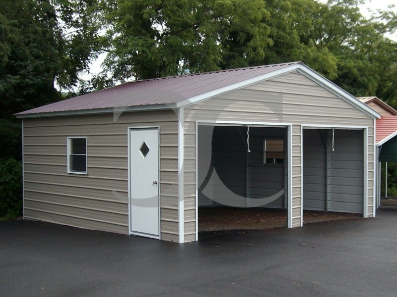 2-Bay Garage | Vertical Roof | 18W x 21L x 7H | Enclosed Garage 2-Bay Garage | Vertical Roof | 18W x 21L x 7H | Enclosed Garage