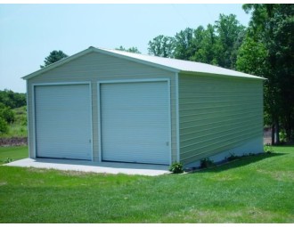 Metal Garage | Vertical Roof | 22W x 31L x 11H |  2-Car Garage