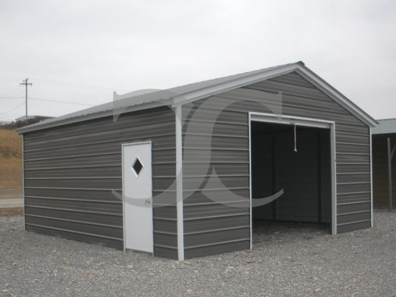 Enclosed Metal Garage | Vertical Roof | 20W x 21L x 9H | 1-Car Enclosed Metal Garage | Vertical Roof | 20W x 21L x 9H | 1-Car
